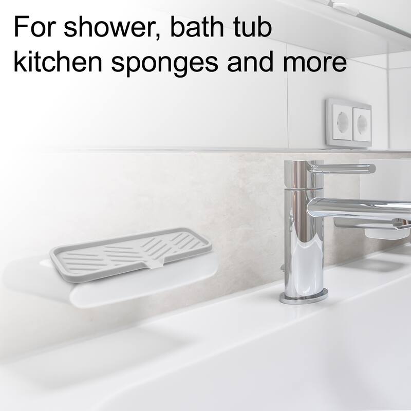Soap Dish Keep Soap Dry for Home Bathroom Kitchen Silicone - Light Gray - 23x10cm