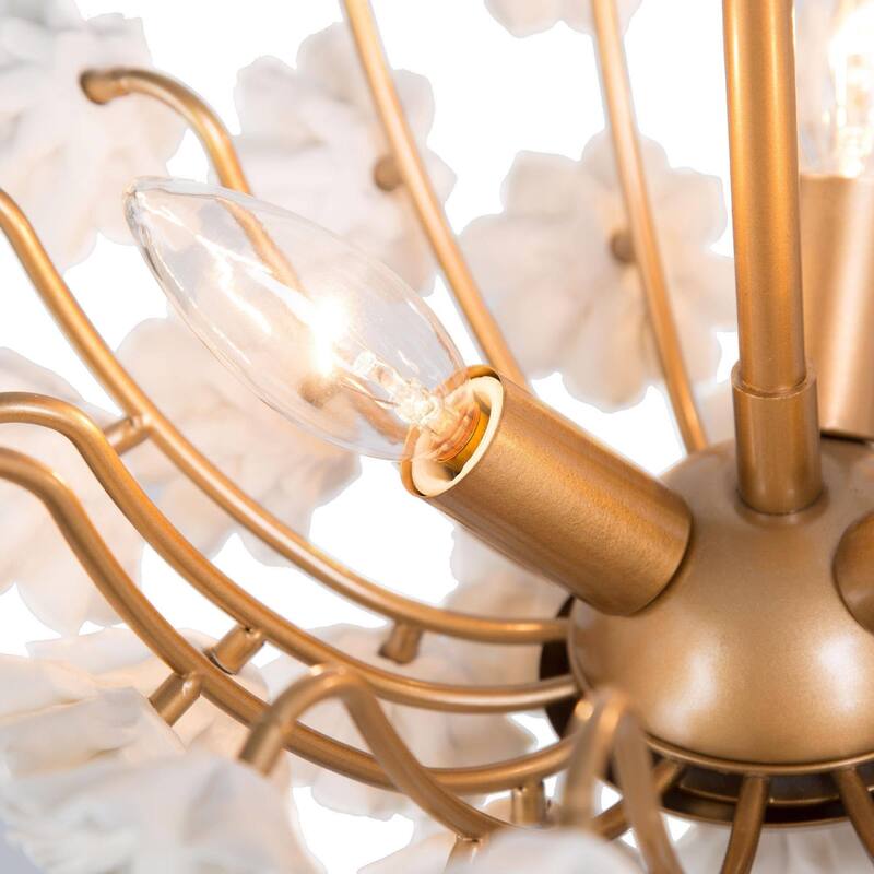 Cotia Mid-century Modern French Country Semi-flush Mount 3-light Ceramic Flowers Bowl Ceiling Light for Dining Room - 15.5 in