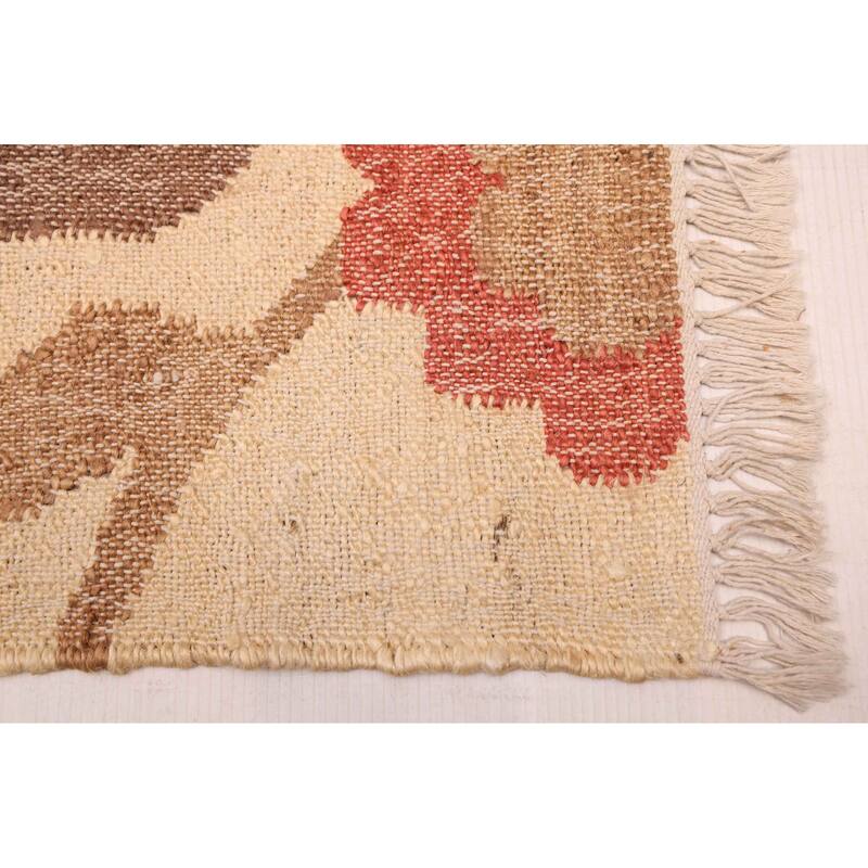 ECARPETGALLERY Flat-Weave Palas Denizli Cream Jute Kilim - 5'4 x 7'6