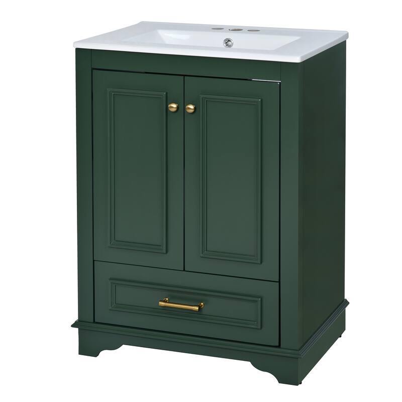 24" Bathroom Vanity with Ceramic Sink and Soft Closing Doors