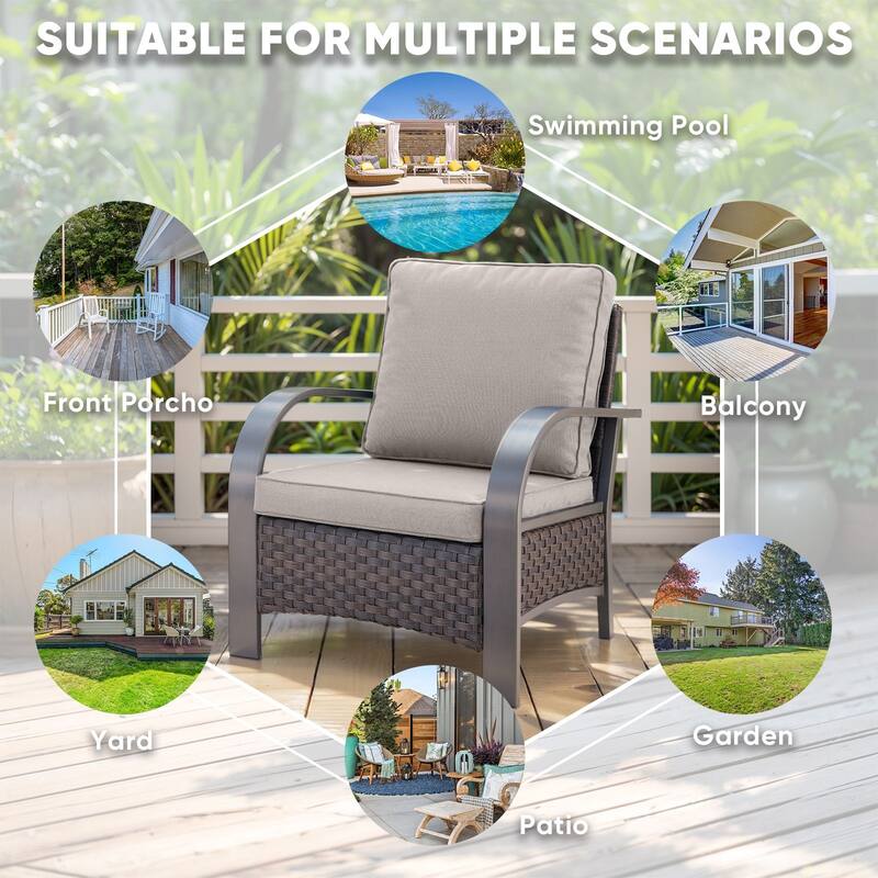 Pocassy Outdoor Sofa PE Wicker Furniture Set
