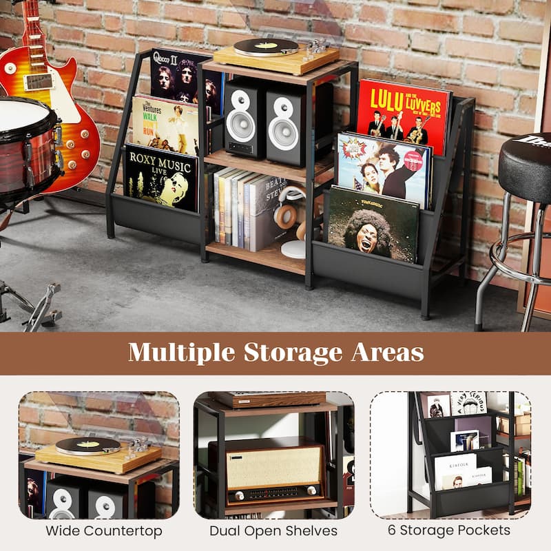 Gymax Record Player Stand w/ Vinyl Storage Turntable Display Stand w/