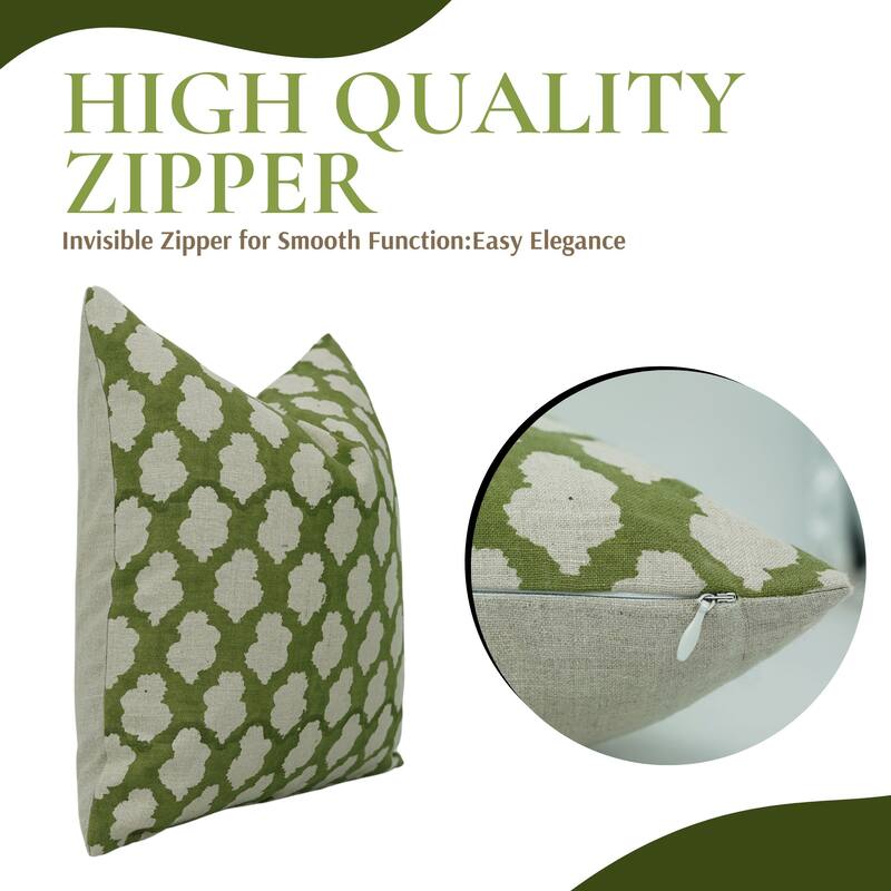 Linen Farmhouse Block print pillow Cover - Badal
