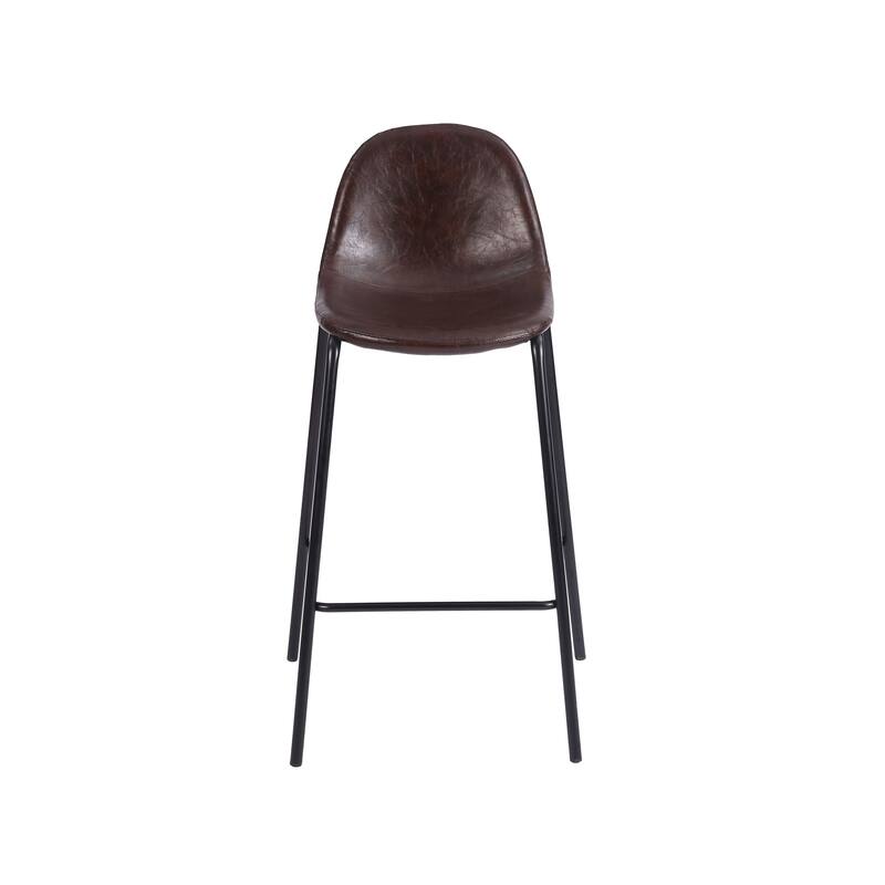 Porthos Home Theo Counter Stools Set Of 2, PU Leather Upholstery, Iron Legs