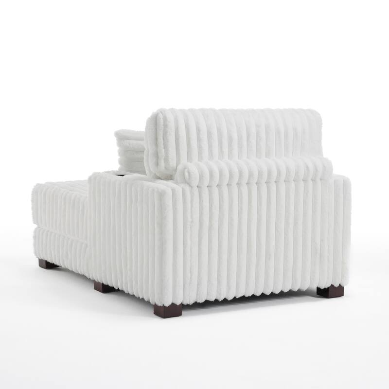 42"W Upholstered Chaise Lounge Sofa Bed with Pillow and Cup Holder