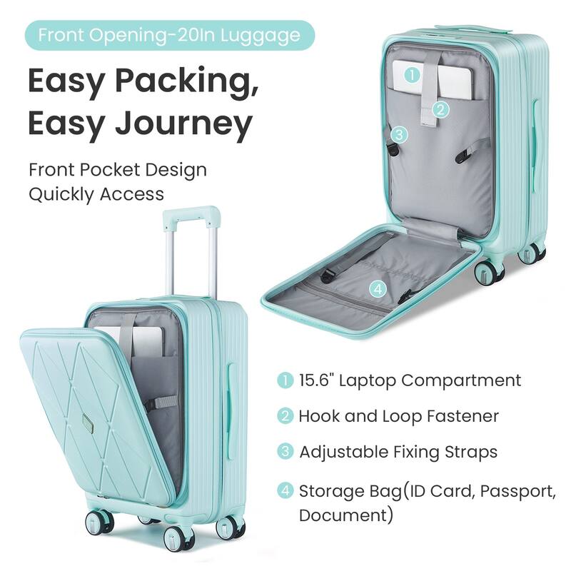 20/24/28 3-Piece Modern Expandable Luggage Sets, Hard-shell Luggage with Front Pocket and TSA Lock, for Boarding Travel