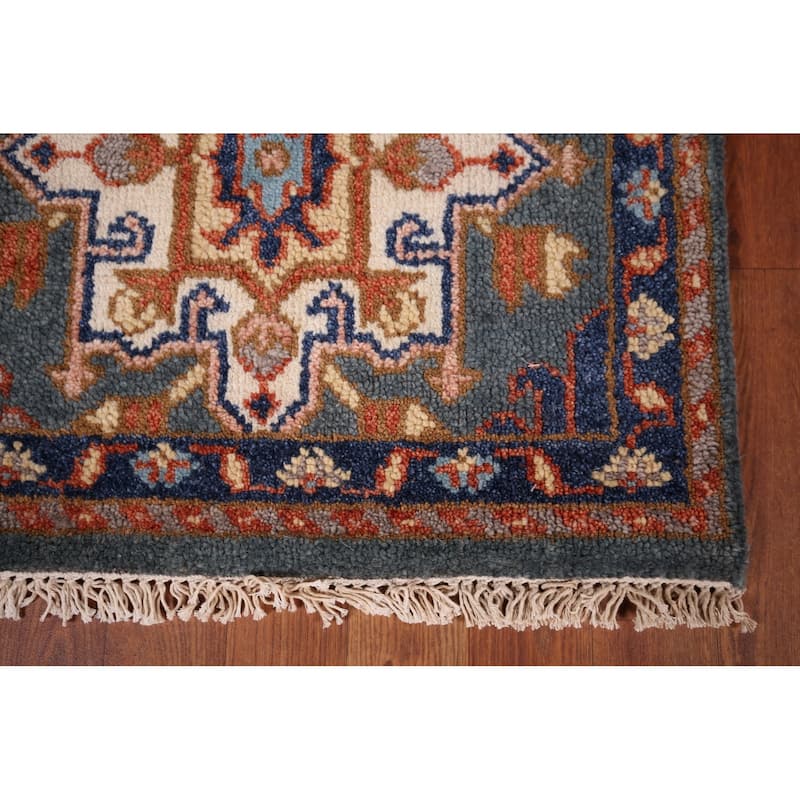 Geometric Oushak Indian Accent Rug Handmade Wool Carpet - 4'1" x 6'2"