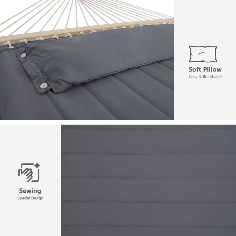 78'' Quilted 2 Person Hammock Beach Swing with Spreader Bars&Pillow - 55.1*122*1