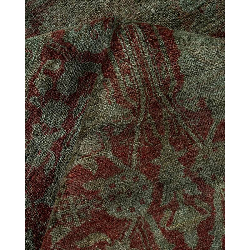 Overton Hand Knotted Wool Vintage Inspired Modern Contemporary Overdyed Gray Area Rug - 9' 0" x 12' 6"