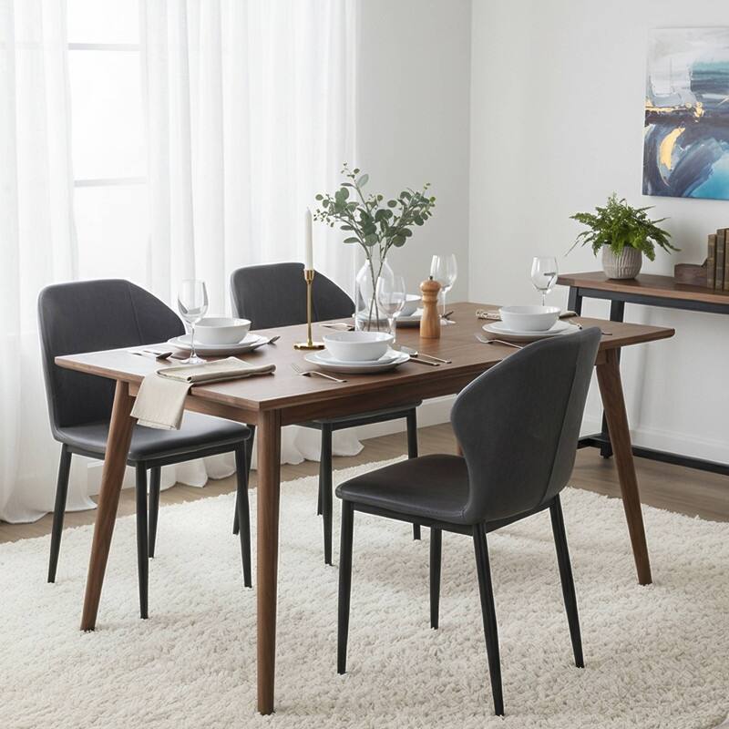 Mosaic Modern Upholstered Fabric Dining Chair with Metal Legs by LeisureMod