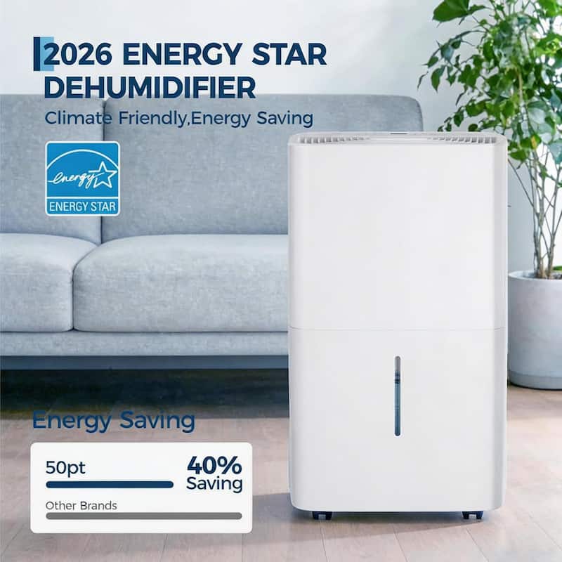50 Pint Dehumidifier, with Reusable Air Filter Control, up to 5,500 Sq Ft