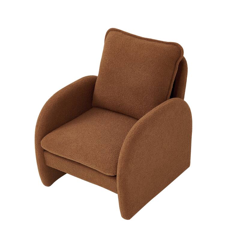 Sherpa Upholstered Accent Armchair Fabric Leisure Chair with High Back & Armrest Comfy Single Sofa Vanity Chair