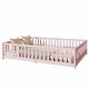 preview thumbnail 22 of 69, Queen Size Floor Bed with Fence, Door, Rubber Wood Frame & Safety Guardrails