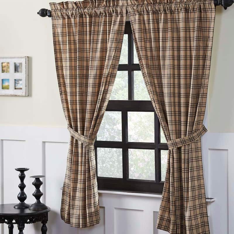 Sawyer Mill Plaid Short Panel Set - Short Panel 63x36 - Short Panel 63x36 - Dark Tan/Coal Black