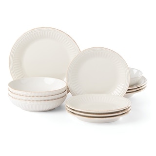 Lenox French Perle 12pc Plate & Bowl Dinnerware Set In White