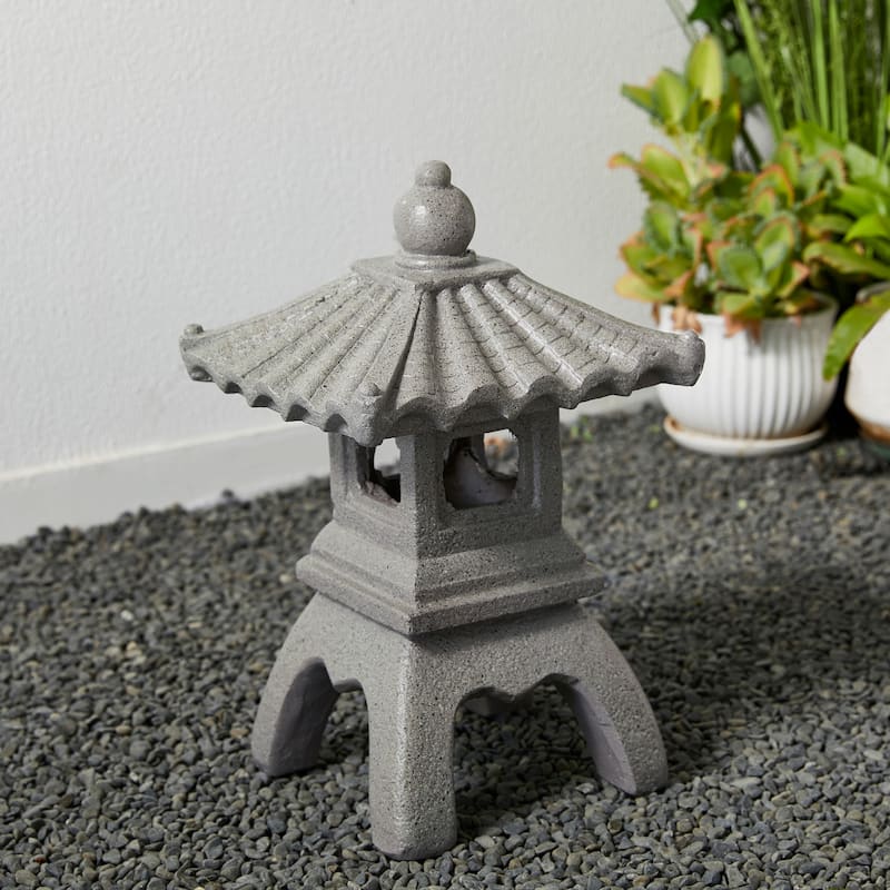 Glitzhome MGO Faux Concrete Pagoda Garden Statue Indoor and Outdoor Decoration - 16"H