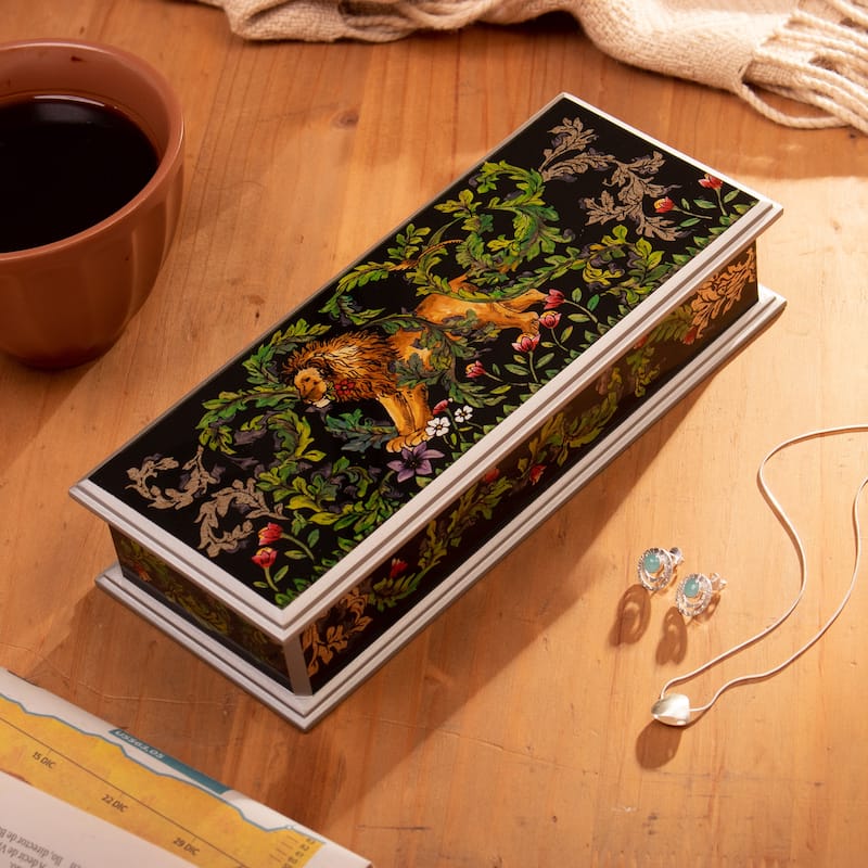 Novica Handmade Courageous King Reverse-Painted Glass Decorative Box