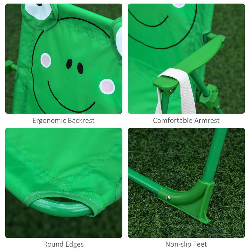 Outsunny Kids Folding Picnic Table and Chair Set Frog Pattern - 19.75" L x 19.75" W x 18" H