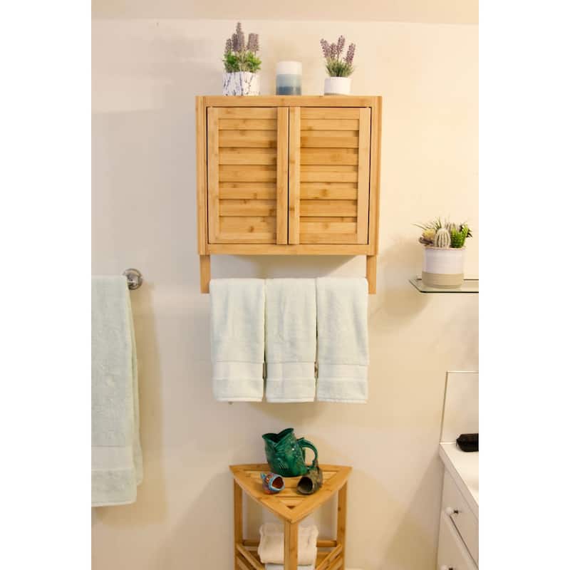 Porch & Den Burning Tree Solid Bamboo 2-door Wall Mount Spa Cabinet