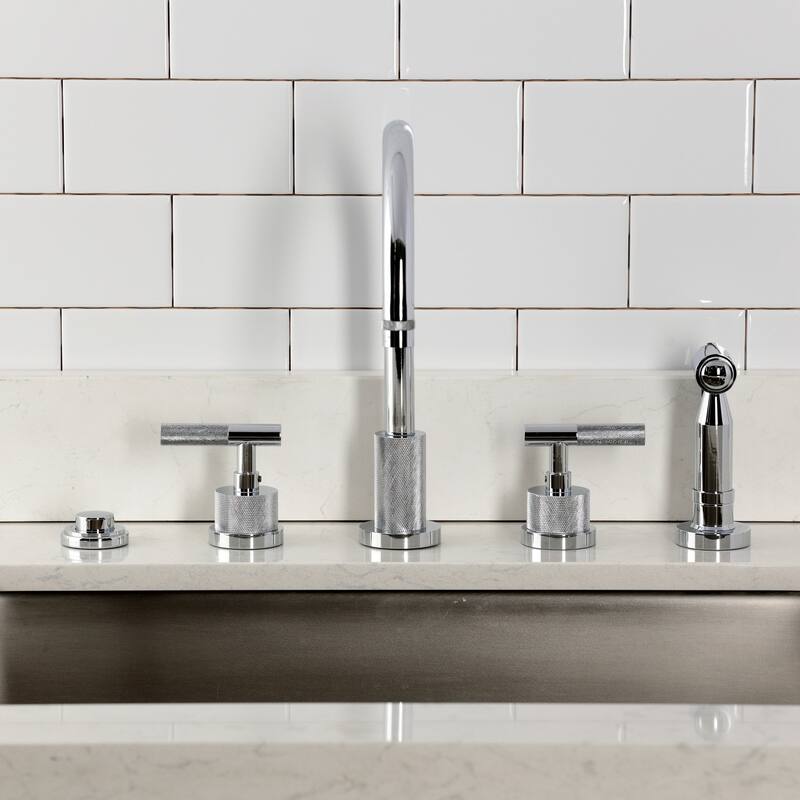 Kingston Brass Essex Double-Handle Wall-Mount Pre-Rinse Bridge Kitchen Faucet