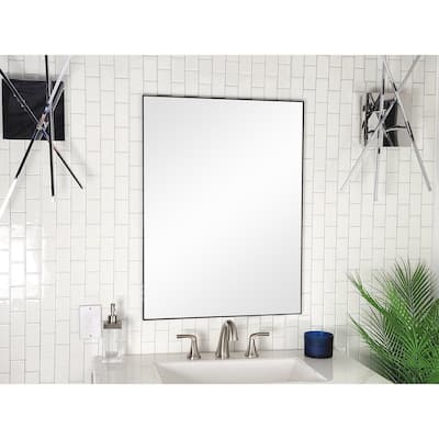 Vanta Thin Profile Metal Framed Wall Mounted Vanity Bathroom Mirror with Dual Mounting Brackets