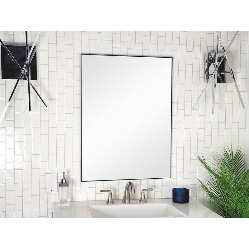 Vanta Thin Profile Metal Framed Wall Mounted Vanity Bathroom Mirror with Dual Mounting Brackets