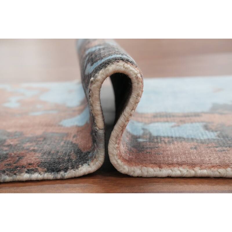 Hand Knotted Oriental Viscose Silk Carpet Modern Abstract Multi-Colored Abstract Area Rug - 4' 0'' X 2' 0''
