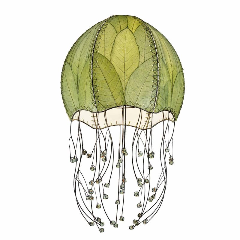 Eangee Handmade Jellyfish Pendant, Cocoa Leaves Shade, 15 x 15 x 35 in. - 15 x 15 x 35