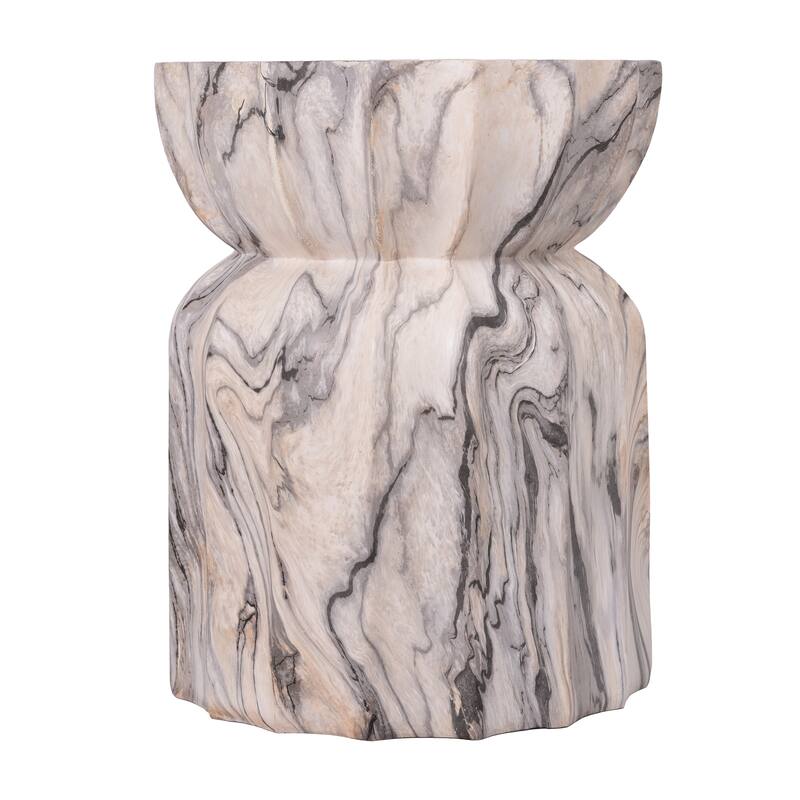 Christopher Knight Home - Modern Outdoor Lightweight Concrete Accent Side Table with Fluted Sculptural Hourglass Design