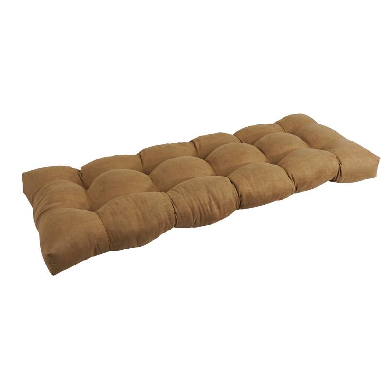 Solid Microsuede Tufted Indoor Bench Cushion (Multiple widths from 42 to 60 inch) - 46" wide - Saddle Brown