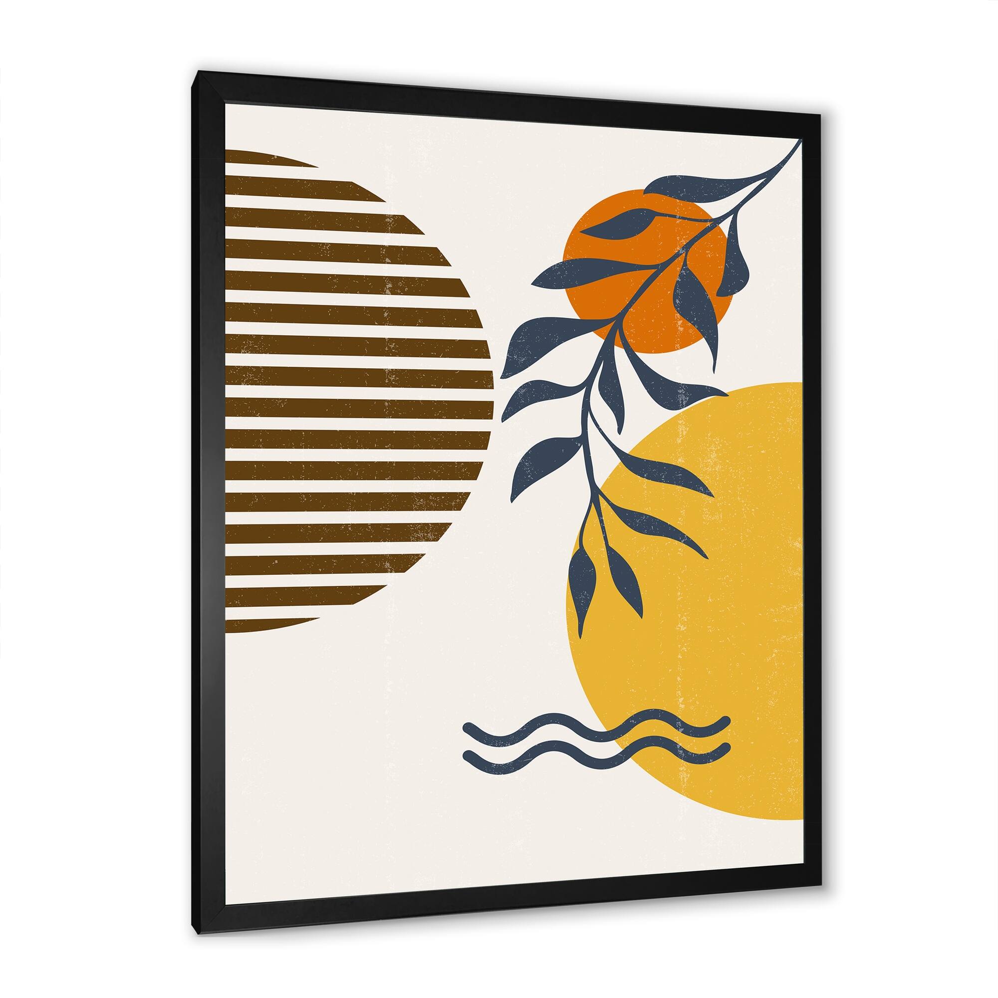 Designart "Botanical Minimalist Leaf With Abstract Shapes I" Modern