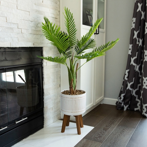 Areca Palm 4FT Planter on Wood Stand - ONE-SIZE. Opens flyout.