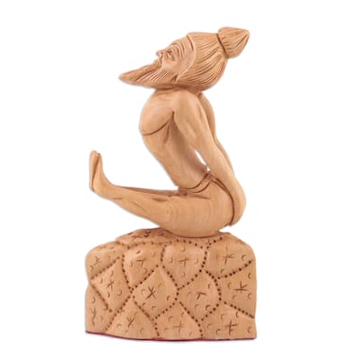 Novica Handmade Dandasana Wood Sculpture