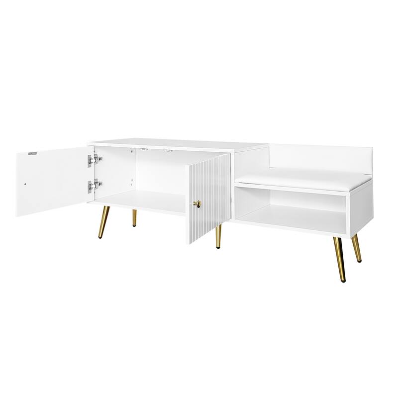 Shoe Storage Bench with Hidden Storage and Upholstered Cushions