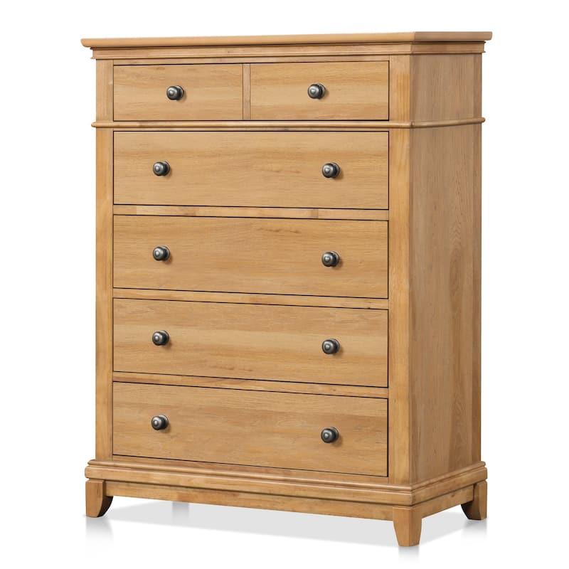 Furniture of America Wellington Farmhouse Natural Oak Wood 5-Drawer Chest