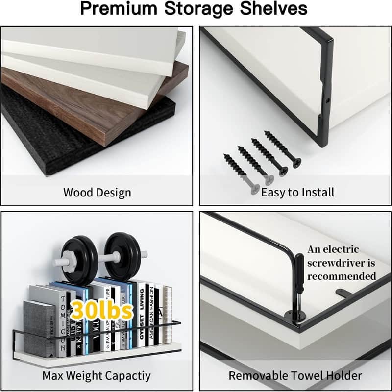 Floating Shelves Set of 2 - 16.8"D x 6.7"W x 3.9"H