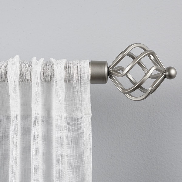 slide 1 of 28, Porch & Den Freret 1-inch Curtain Rod and Finial Set 66" to 120" - Silver