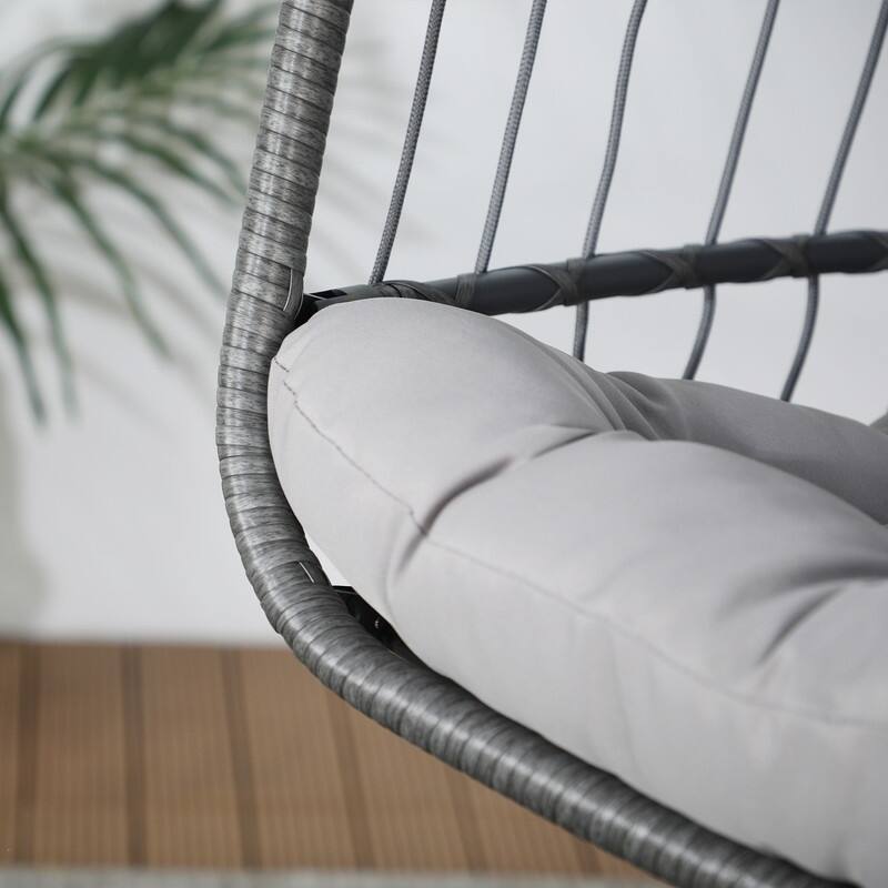Rattan Egg Chair with Stand,350LBS Hanging Swing for Patio & Indoor