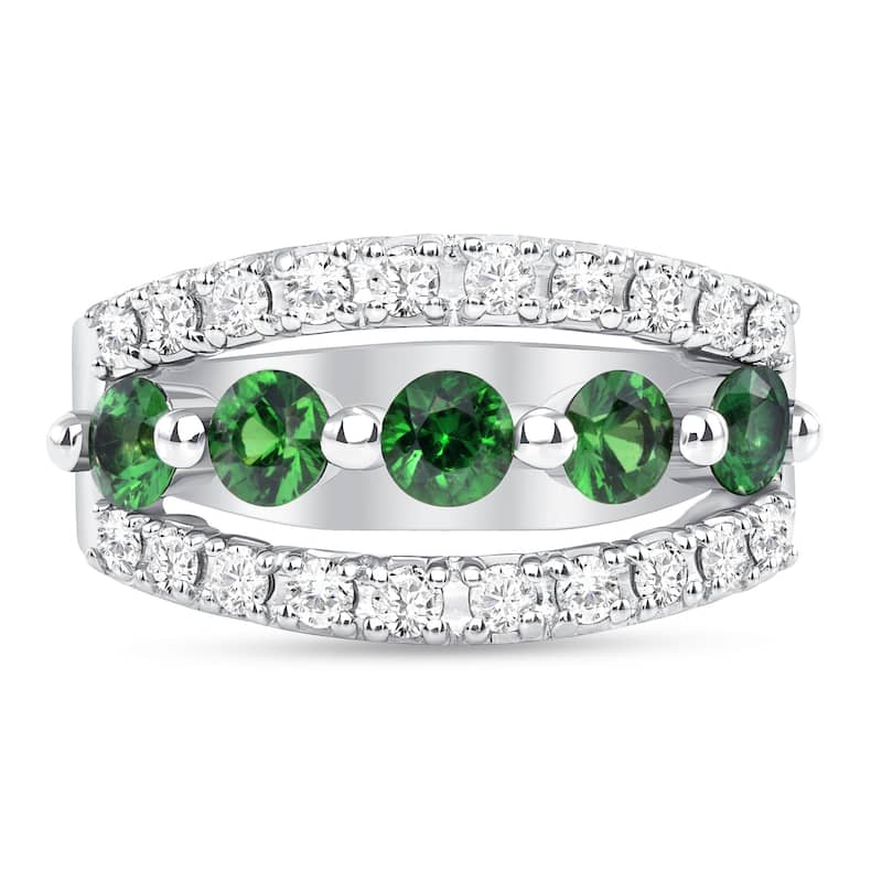 1.09 ct Tsavorite Garnet and Diamond Ring in 14k White Gold