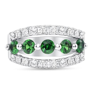 1.09 ct Tsavorite Garnet and Diamond Ring in 14k White Gold
