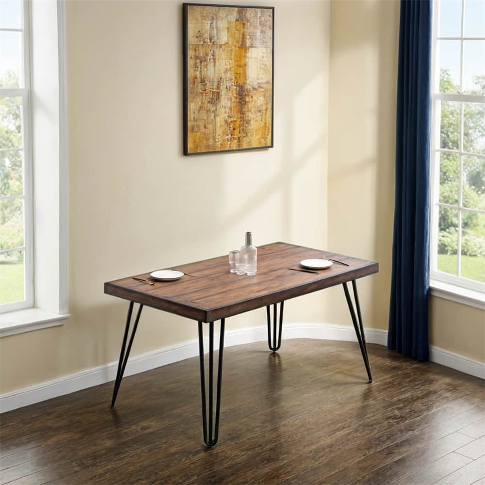 Aryven Industrial Metal Hairpin Design Dining Table
