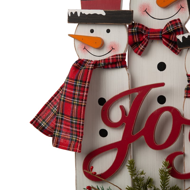 Glitzhome 18"H Wooden Snowman Family Table Decor