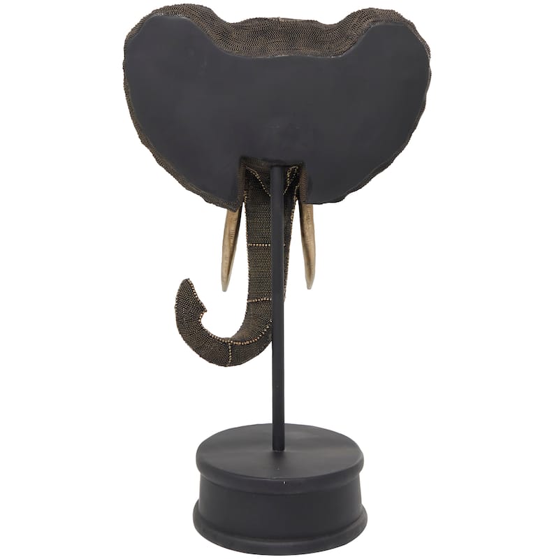Polystone Elephant Sculpture - Black - Roche River Decor - 9"W x 15"L x 27"H