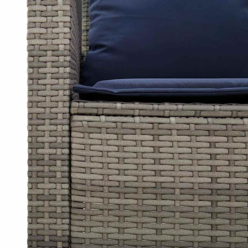 vidaXL Patio Sofa with Cushions Outdoor Seating Sectional Sofa Poly Rattan
