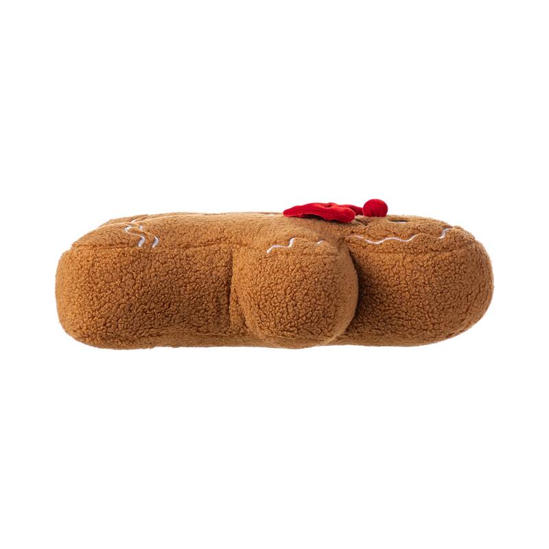 Glitzhome Set of 2 Christmas Gingerbread Man and House Shaped Throw Pillows