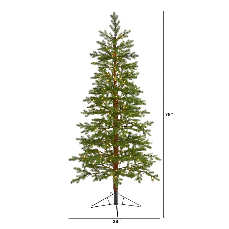 6.5' Pre-Lit Multifunction Fairbanks Fir Artificial Christmas Tree, Warm Clear LED Lights - 6.5 Foot