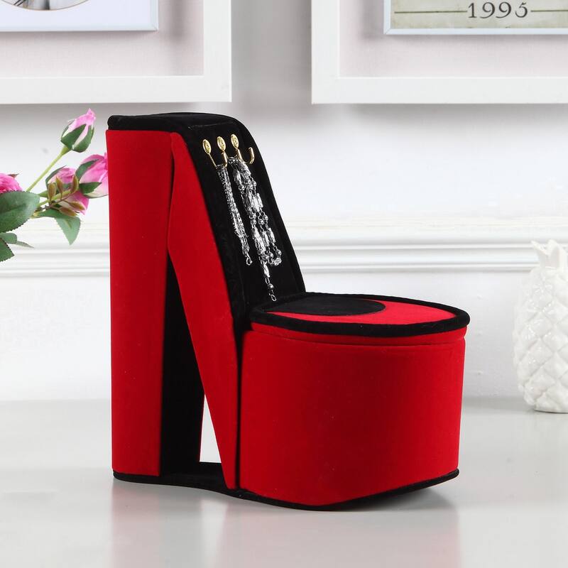 High Heel Shoe Design Jewelry Box with Hooks