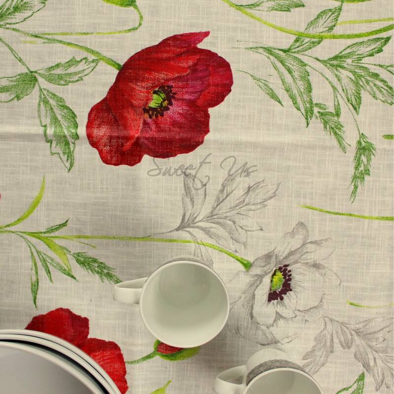 Vannes Poppy Wipeable Acrylic Coated Tablecloth Spill Resistant