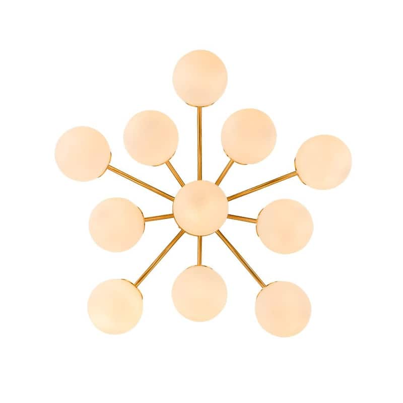 Milky Glass Globe Brass Sputnik Bubble Ceiling Light - 30in Chandelier