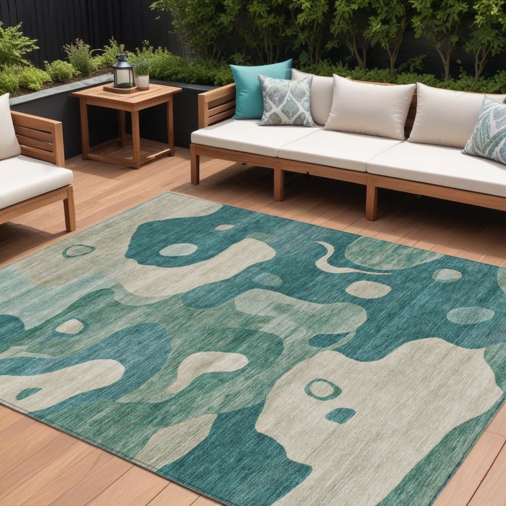 HomeRoots Abstract Transitional Rectangle Outdoor Rug